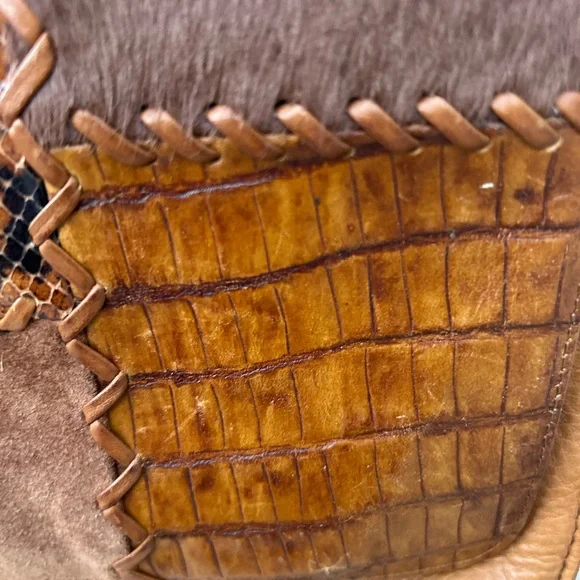 Fossil Genuine Leather Patchwork Bag Purse Small - Picture 4 of 5